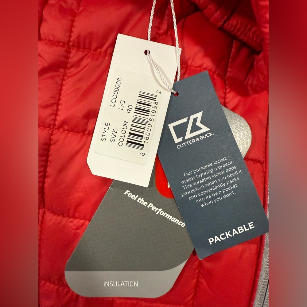 NWT Cutter & Buck Red Quilted Puffer Vest Size Large - Picture 8 of 9